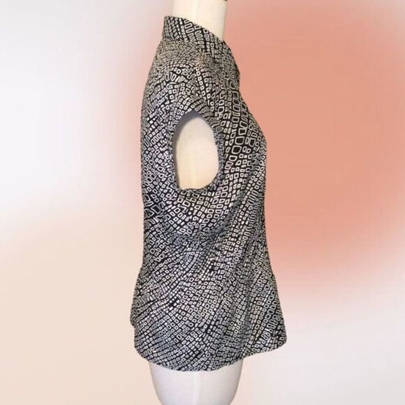 RAFAELLA Black White Button Front Blouse L NWOT - Picture 6 of 12